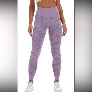High Waist Camo Lavender Grey Butt Lift Leggings Yoga Pants Women Medium